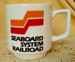 Seaboard System Railroad Mug White Red Yellow Logo Train Rr Coffee Tea Cup. Fixed Price $17.99.