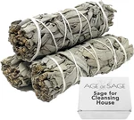 Of Sage White Smudge Sticks 4" Long Salvia Blanca Para Limpiar 3 Pack. Fixed Price $15.99.