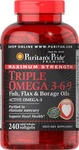 Maximum Strength Triple Omega 3-6-9 Fish, Flax & Borage OILS-240 Softgels. Fixed Price $17.14.