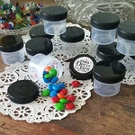 20 One Ounce Plastic Containers Black Screw Caps #4304 Decojars Usa. Fixed Price $21.95.