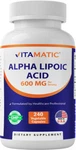Vitamatic Alpha Lipoic Acid (ala) 600MG Per Serving - 240 Vegetable Capsules. Fixed Price $18.99.