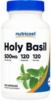 Nutricost Holy Basil 500MG Per Serving (120 Vegetarian Capsules). Fixed Price $12.95.
