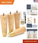 Versatile 6-INCH Ash Wood Legs With Gold Caps For All Furniture Types Set Of 4. Fixed Price $54.00.
