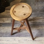 Contemporary Handmade Black Walnut Wood Stool, Round Top, Odies Oil Finish. Fixed Price $250.00.