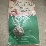 Nature's Alchemy Aromatherapy Diffuser Pendant Pewter Silver 24" Rhodium Chain. Fixed Price $15.00.