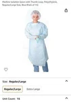 Medline Thumbs Up Standard Polyethylene Gowns Blue Size-l ( 15 Per Box ). Fixed Price $12.99.
