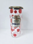 Vintage Glass Advertising Tumbler Metal Lid Red Dot Tea Bags. Fixed Price $34.95.