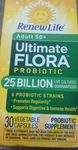 Renew Life Adult 50+ Probiotic, Ultimate Flora, 25 Billion, 30 Capsules. Fixed Price $29.88.