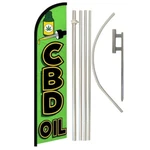 Cbd Oil Green Advertising Windless Banner Flag & Pole Kit Ground Spike. Fixed Price $74.88.