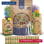 Organo Republic 30 Medicinal Tea Herb & Flower Seeds Variety Pack 13600+ Non-g. Fixed Price $43.73.