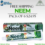 6 Pack Neem Toothpaste 5 In Essential Palace 100% Fluoride Free Vegetable Base. Fixed Price $24.95.
