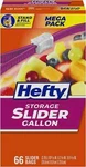 Hefty Slider Storage Bags, Gallon Size Durable, Leak-proof, Easy-to-use (66 Co. Fixed Price $10.49.