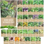 Organic Herb Seeds Variety - 35 Varieties Ultimate Pack, Green. Fixed Price $42.46.