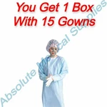 *15-PACK* Medline Thumbs Up Standard Polyethylene Gowns Blue Size-l NONTH150. Fixed Price $27.99.