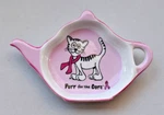 1 Tea Bag Holder Pot Shape Cat "purr For The Cure" Breast Cancer Awareness. Fixed Price $6.95.