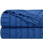 Ntbay 100% Pure Cotton Cable Knit Blanket, THROW(51"X67"), Cobalt Blue. Fixed Price $49.99.