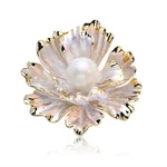 Peony Flower Brooch Vintage Pearl Lady Oil Drip Alloy Corsage Elegant Bez. Fixed Price $13.80.