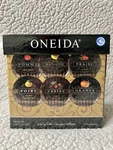 Oneida French Chocolate Set Six Canape Plates Fruit Apple Orange Banana Pear 6". Fixed Price $25.00.