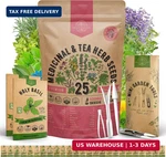 Organo Republic 25 Medicinal & Tea Herb Seeds Variety Pack For Indoor Outdoors. Fixed Price $35.92.
