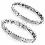 Womens Polished Stainless Steel Link Chain Magnetic Health Power Bracelet. Fixed Price $18.99.