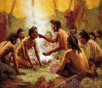 Howard Terpning Blessings From The Medicine Man Textured Canvas. Fixed Price $950.00.