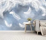 3D White Feather ZHUA14215 Wallpaper Murals Removable Self-adhesive Amy. Fixed Price $28.56.