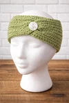 Hand Crocheted Headband Ear Warmer Sage Green Button Boho Spring Yoga Running. Fixed Price $10.49.