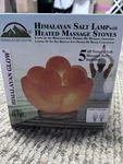 Himalayan Glow Salt Lamp With 5 Heated Massage Stones & Bowl New!. Fixed Price $45.00.