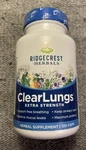 Ridgecrest Herbals Clearlungs Extra Strength 120 Vegan Caps Exp 04/2027. Fixed Price $33.00.