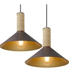 2 Industrial Farmhouse Barn Pendant Lights Oil Rubbed Bronze Handmade Hemp Rope. Fixed Price $35.00.
