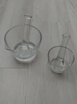 Vintage Apothecary Pharmacy Mortar And Pestle 2 Set Clear Glass 16OZ & 4OZ. Fixed Price $69.75.