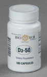 Bio Tech Vitamin D3-50 Supplement, 100 Capsules Per Bottle. Fixed Price $40.92.