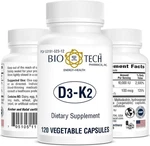 Bio-tech D3-K2 120 Vegcaps. Fixed Price $66.87.