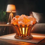 100% Natural 9LB Himalayan Salt Lamp Pink Night Light Wooden Basket Frame. Fixed Price $55.00.