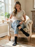 Md Usa Crab Yarn Summer Diabetic Crew Socks, Black, Medium Size 5-10. Fixed Price $8.90.