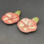 Vintage Ceramic Flower Tea Bag Holder Spoon Rest Pink Floral Mid Century Set 2. Fixed Price $21.00.