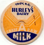 Milk Bottle Cap - Hurley's Dairy Troy, Nc (north Carolina) Grade Raw. Fixed Price $6.55.