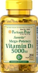 Vitamin D3 Mega Potency Puritans Pride 5000 Iu Immune Supplement 200 Softgels. Fixed Price $15.94.