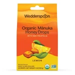 Wedderspoon Organic Manuka Honey Drops, Lemon Bee Propolis, 20 Count, Throat. Fixed Price $8.99.
