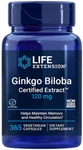 Ginkgo Biloba Certified Extract 120MG 365CAP Brain Memory Recall Life Extension. Fixed Price $39.00.