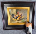 Mini Small Country Chicken Hen Rooster Oil Painting 5". Fixed Price $74.87.