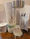 Vitajuwel Via Wellness Gem Water Bottle Rose Quartz Amethyst Clear Nib. Fixed Price $55.00.