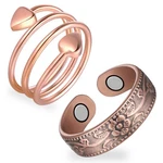 Feraco 2 Pcs Magnetic Rings Adjustable, Copper+rose Gold-flower Series. Fixed Price $17.09.