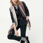 J Crew Nwt $79.50 Striped Blanket Scarf With Fringe Natural Ochre AE648. Fixed Price $65.00.