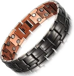 Rainso Mens Gun Black Copper Double Row Magnetic Therapy Bracelets. Fixed Price $54.99.