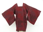 Japanese Kimono Michiyuki Coat Crimson 87.5CM 2 Ft 10 In Pure Silk EE3645. Fixed Price $60.65.