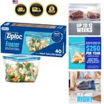Half Gallon Food Storage Freezer Bags, Easy Open And Close, 40 Total. Fixed Price $19.21.
