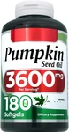 Pumpkin Seed Oil 3600MG Naturally Occurring OMEGA-6-9 Fatty Acids 180 Gels. Fixed Price $22.95.