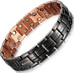 Rainso Mens Gun Black Copper Double Row Magnetic Therapy Bracelets. Fixed Price $54.99.
