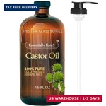 Kates Castor Oil 16 Oz Glass Bottle Pump Pure Cold Pressed Hexane Free Hair Body. Fixed Price $13.27.